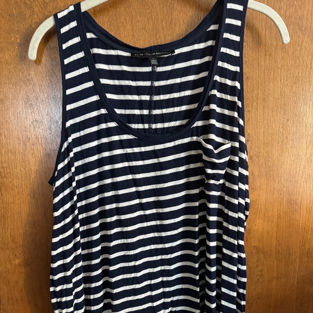 striped navy & white wham brand tank top